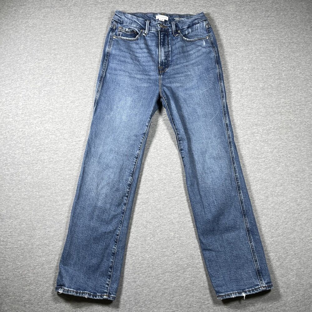 Good American Jeans Womens 6/28 Blue Medium Wash Straight High Rise